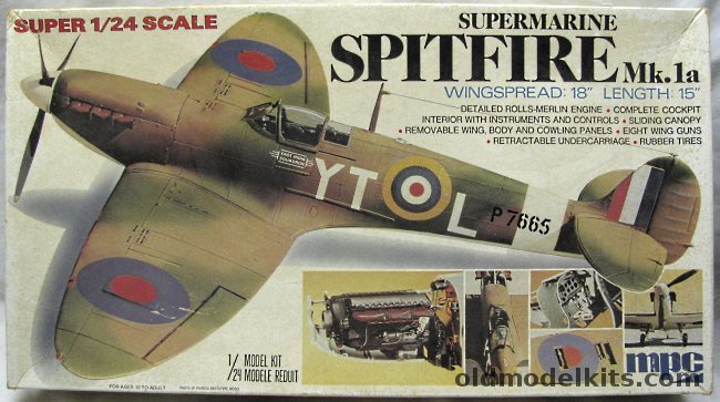 MPC 1/24 Supermarine Spitfire Mk.1a (Airfix Molds), 2-3504 plastic model kit